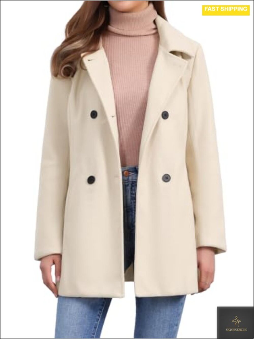 Women's Double Breasted Peacoat Long Sleeve Winter Coat Fully Lined